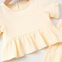 Thumbnail for SoftCharm – Elegant & Comfortable – Girls' Set with a Ruffle Top and Long Pants