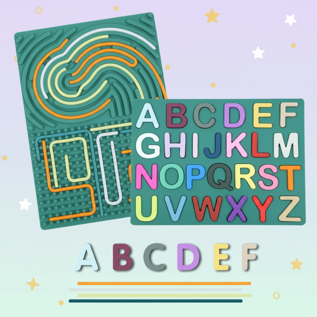 BrainyKids – Educational & Sensory – Silicone Activity Board with Letters