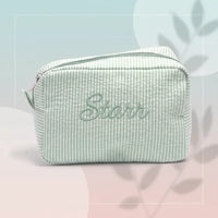 Thumbnail for Striped Name Pouch – Personalized & Stylish – Makeup Bag