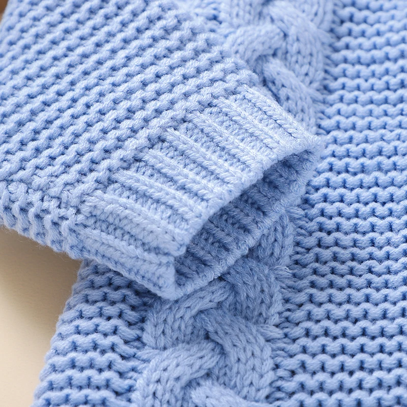 SoftKnit – Warm & Cute – Knitted Baby Jumpsuit with Hood