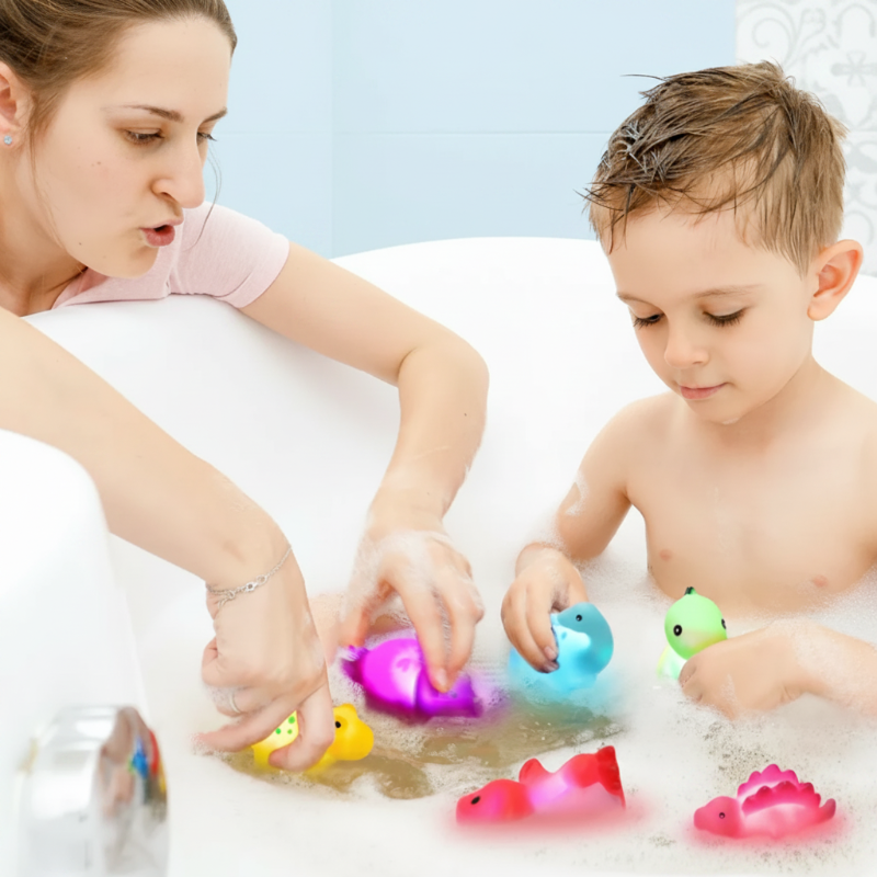 AquaGlow – Safe & Educational – Glowing Bath Toy Set