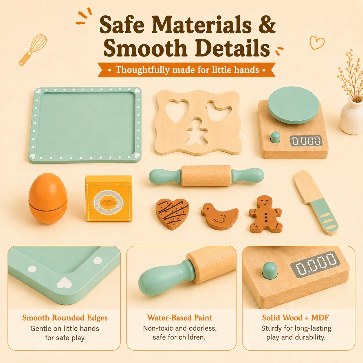 BakeBuddy – Creative & Educational – Wooden Baking Set Toy