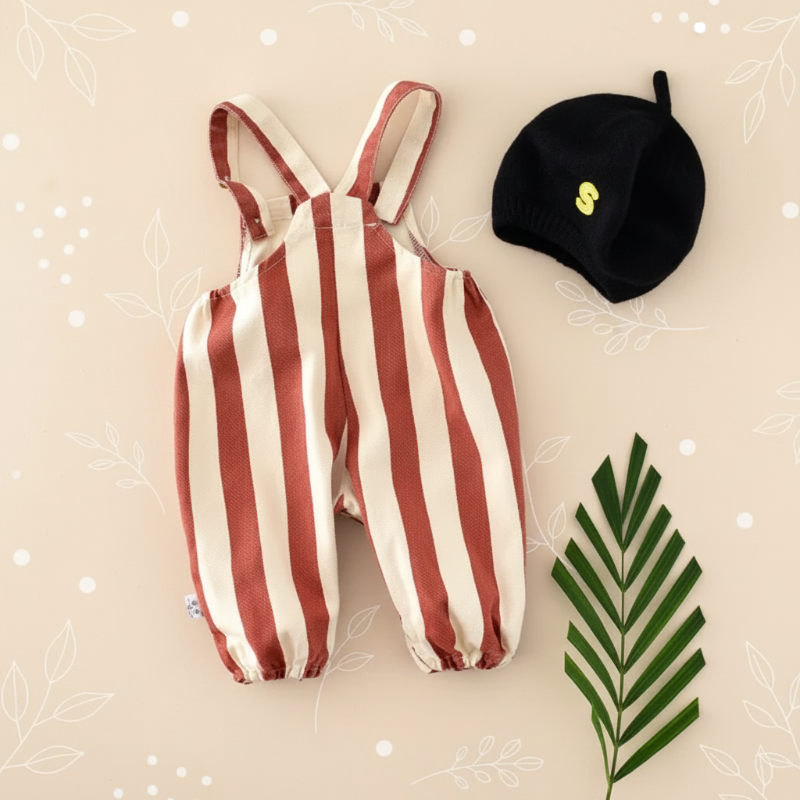 Striped Overall Romper – Soft & Comfort – Kids' Jumpsuit