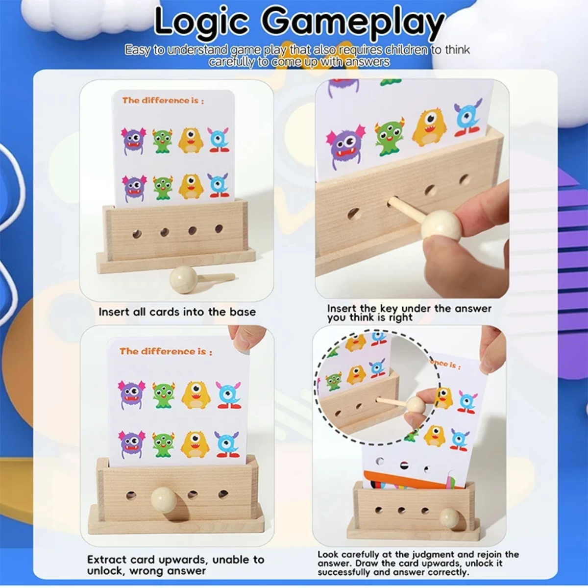 BrainyKids – Logical & Fun – Wooden Educational Card Game