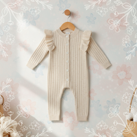 Thumbnail for MiniAurora – Soft & Elegant – Knitted baby onesie with angel wings and headband