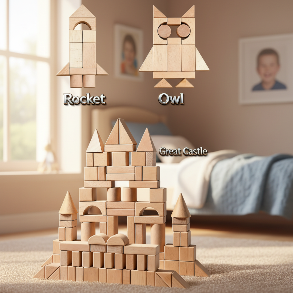 BlockyFun – Creative & Educational – 100-Piece Wooden Building Blocks Set