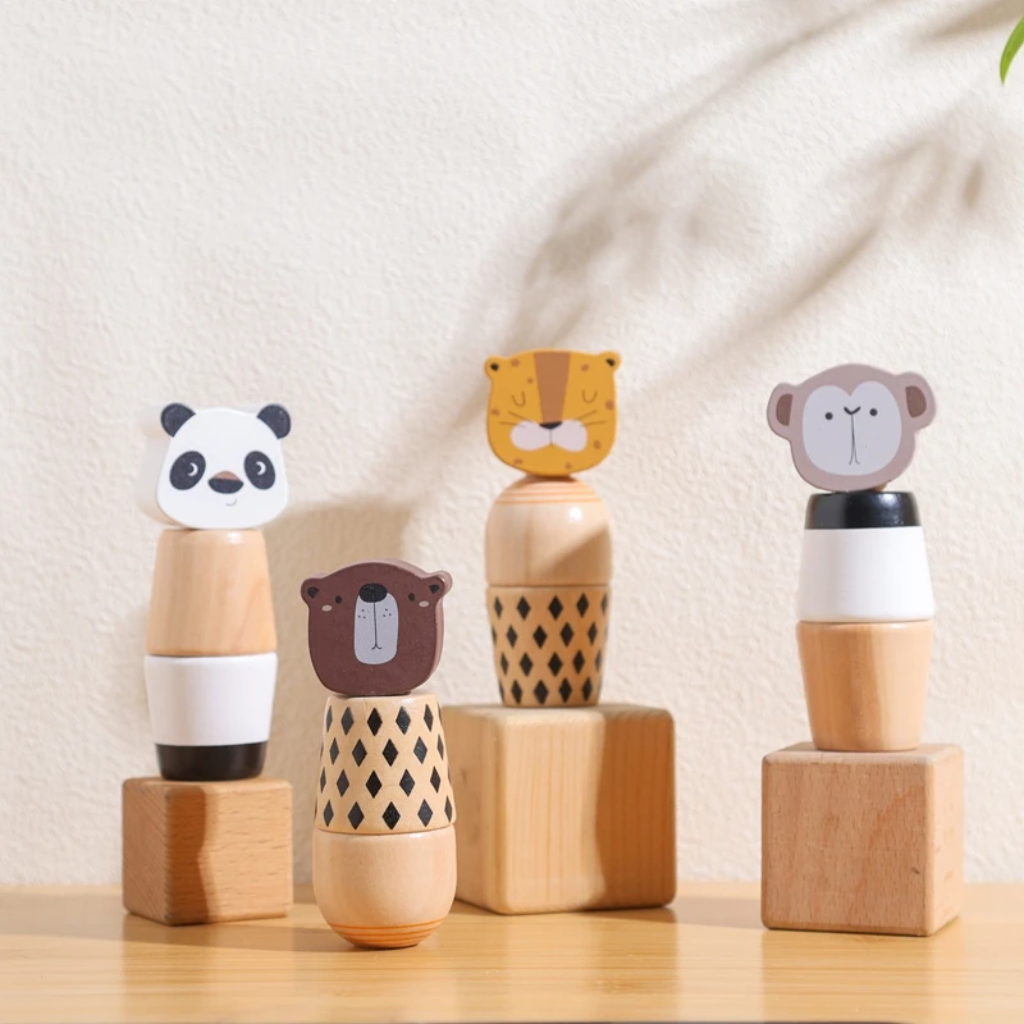 WoodyFriends – Motor Skills & Fun – Wooden Animal Stacking Toys