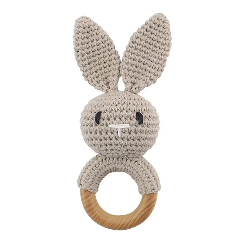CuddleRattle – Soft & Playful – Crocheted Baby Rattle with Wooden Ring