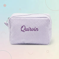 Thumbnail for Striped Name Pouch – Personalized & Stylish – Makeup Bag