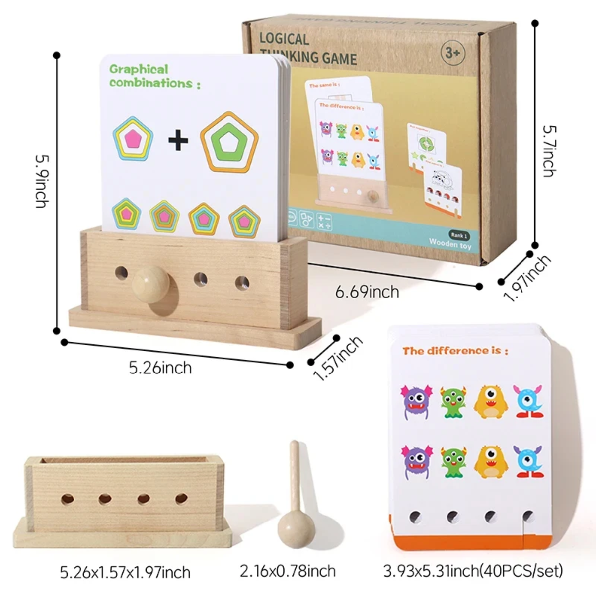 BrainyKids – Logical & Fun – Wooden Educational Card Game