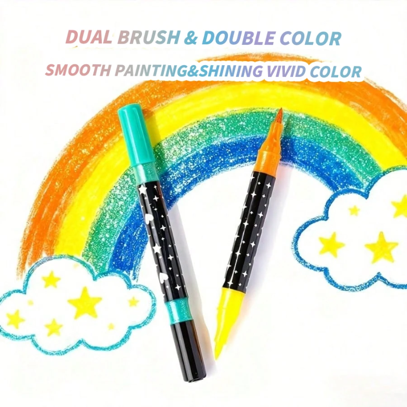 ArtShine – Colorful & Sparkling – Double-Sided Glitter & Glow-in-the-Dark Marker Set