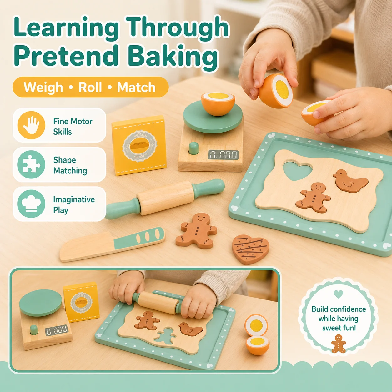 BakeBuddy – Creative & Educational – Wooden Baking Set Toy