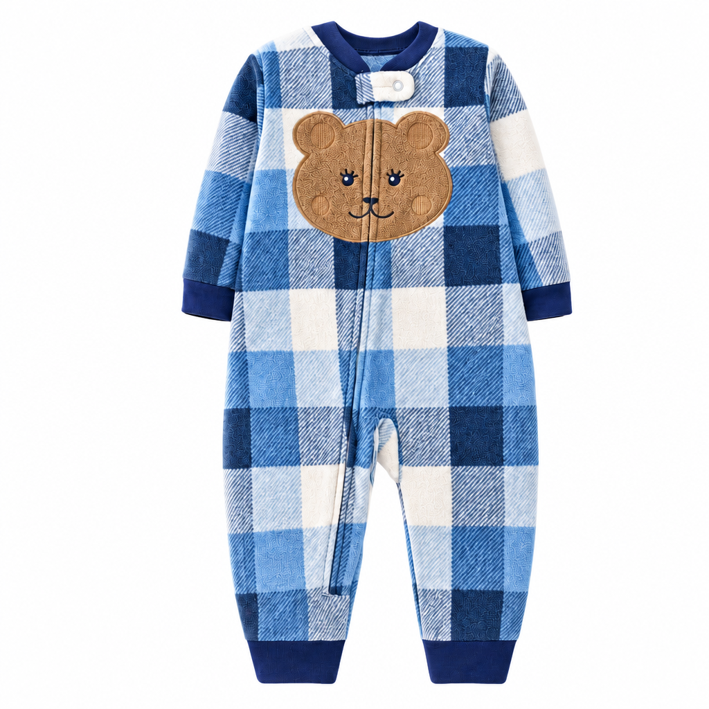 WarmBuddy – Cute & Soft – Fleece Baby Jumpsuit with Cartoon Print