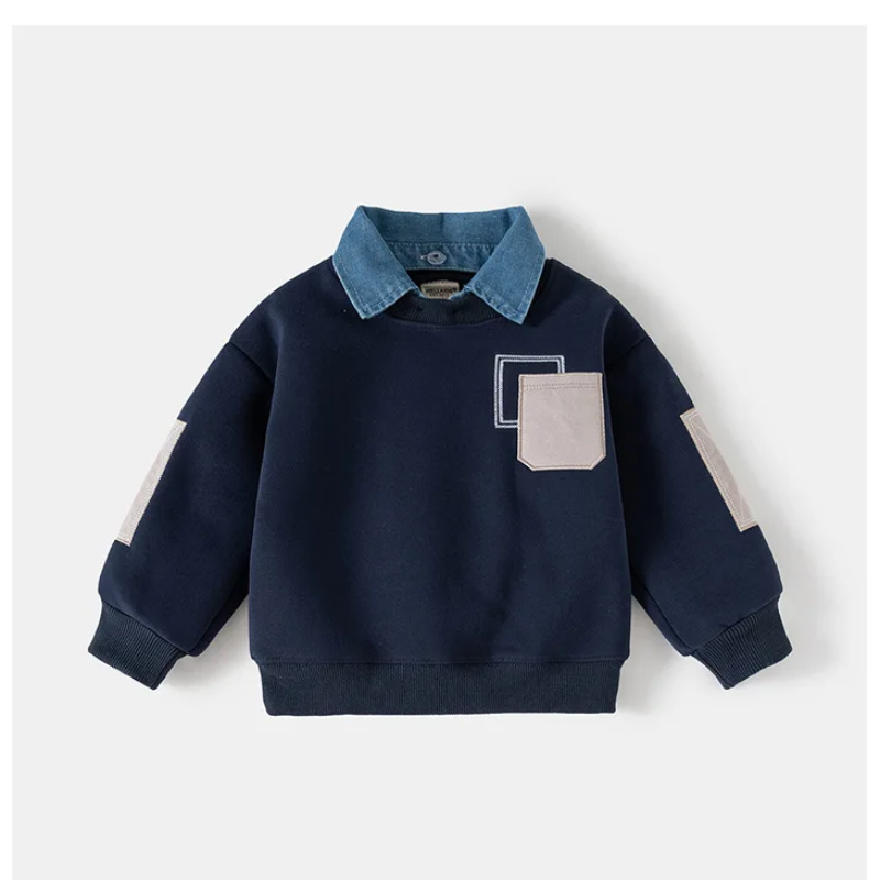 CoolJunior – Warm & Stylish – Boys' Sweater with Denim Collar