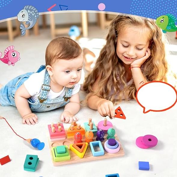 Colorful Fishing - Creative & Educational - Wooden Fishing Game