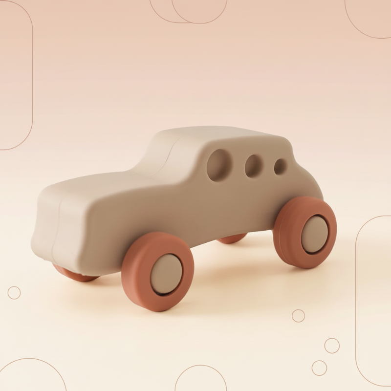 Montessori Silicone Toy Car – Safe & Teething-Friendly – Silicone Teething Toy Vehicle