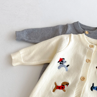 Thumbnail for PlayfulKnit – Soft & Cute – Knitted Baby Jumpsuit with Dog Print