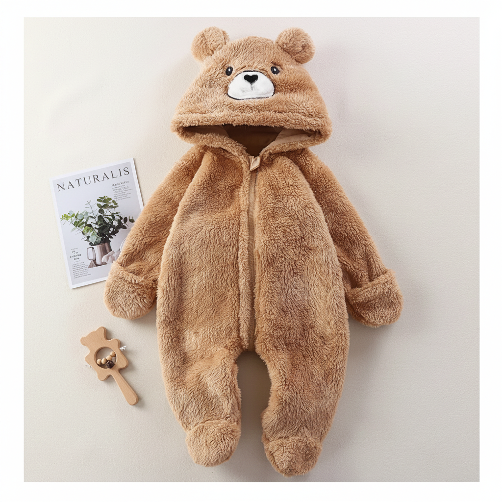 CozyBear – Soft & Warm – Baby Onesie with Animal Hood