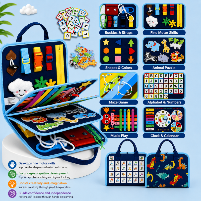 7-in-1 Busy Board – Motor Skills & Learning – Activity Board