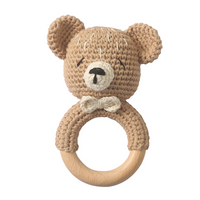 Thumbnail for CuddleRattle – Soft & Playful – Crocheted Baby Rattle with Wooden Ring
