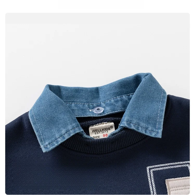 CoolJunior – Warm & Stylish – Boys' Sweater with Denim Collar