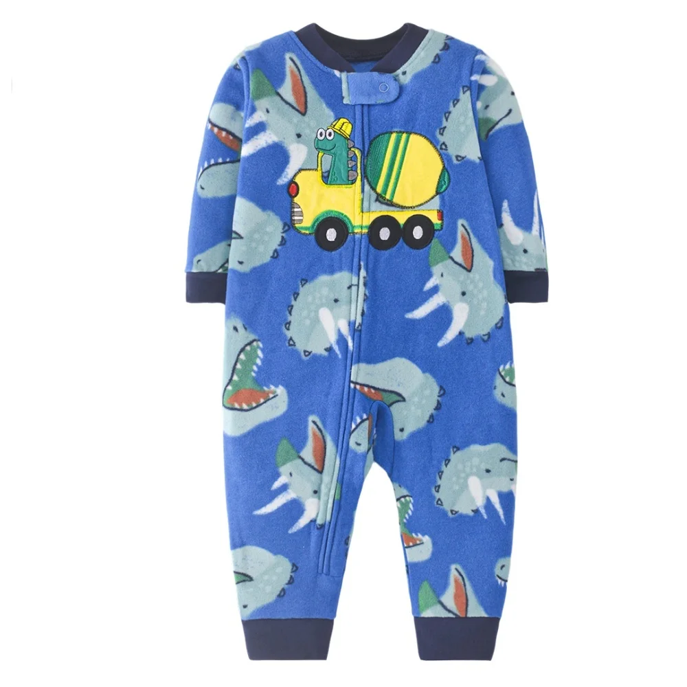 WarmBuddy – Cute & Soft – Fleece Baby Jumpsuit with Cartoon Print