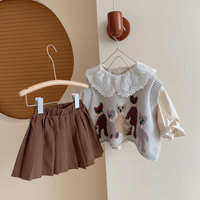 Thumbnail for PrettyLayers – Cute & Stylish – Girls' 3-Piece Set with Skirt, Blouse, and Knit Cardigan