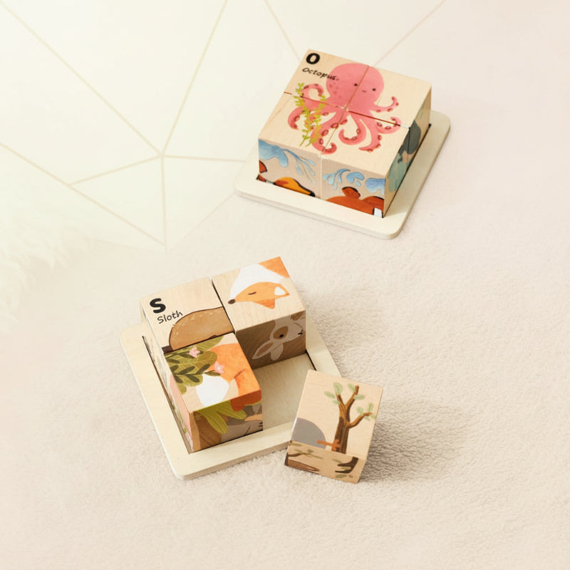 WoodMind – Creative & Educational – 6-in-1 Montessori Animal Wooden Puzzle