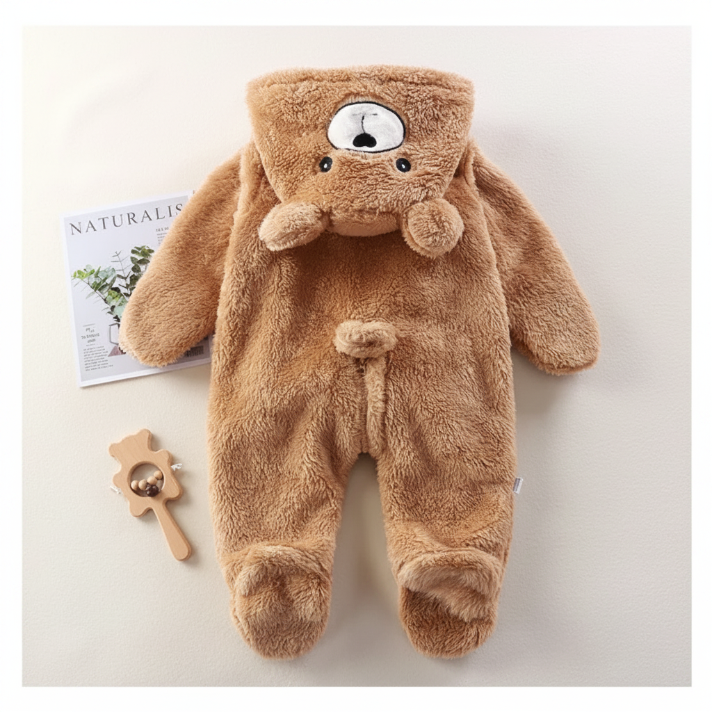CozyBear – Soft & Warm – Baby Onesie with Animal Hood