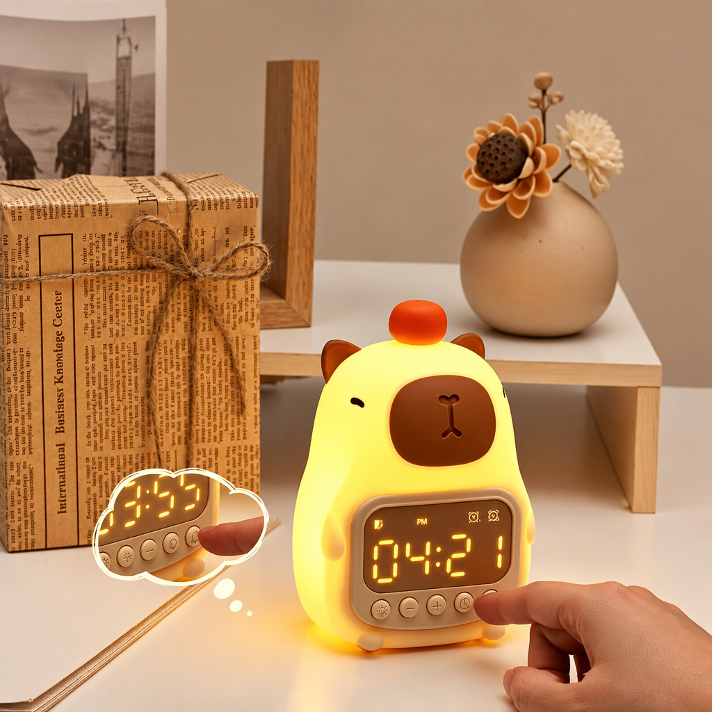 CappyClock – Cute & Multifunctional – Digital Kids' Alarm Clock with Night Light