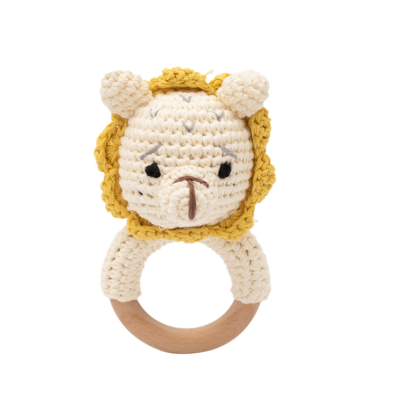 CuddleRattle – Soft & Playful – Crocheted Baby Rattle with Wooden Ring