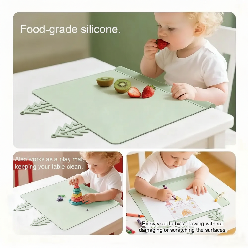 BabySafe – Practical & Hygienic – Silicone Placemat with Raised Edge