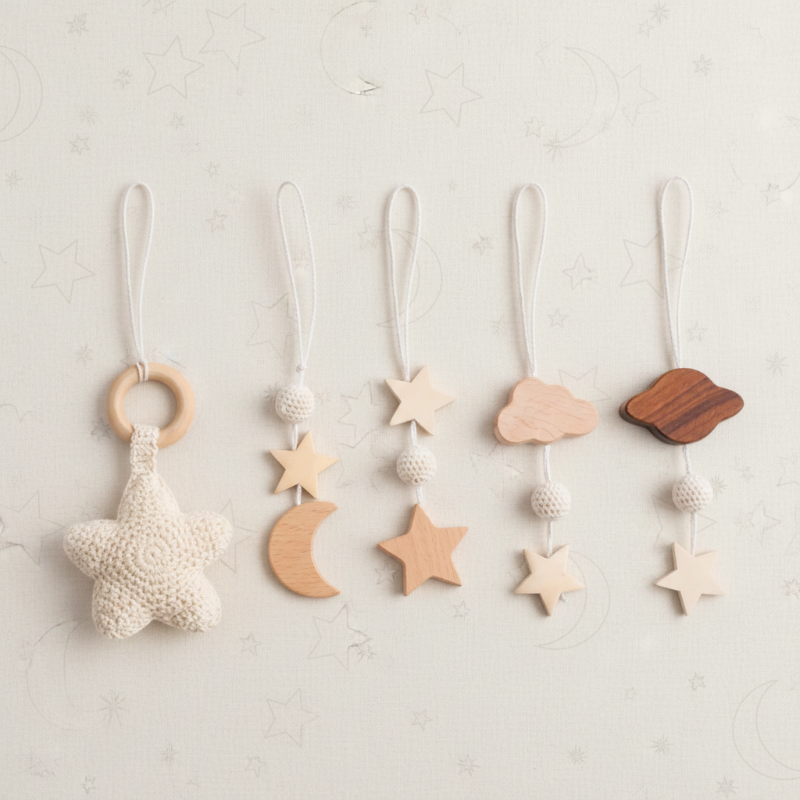 Wooden Baby Rattle Toy – Sensory & Safe – Baby Gym