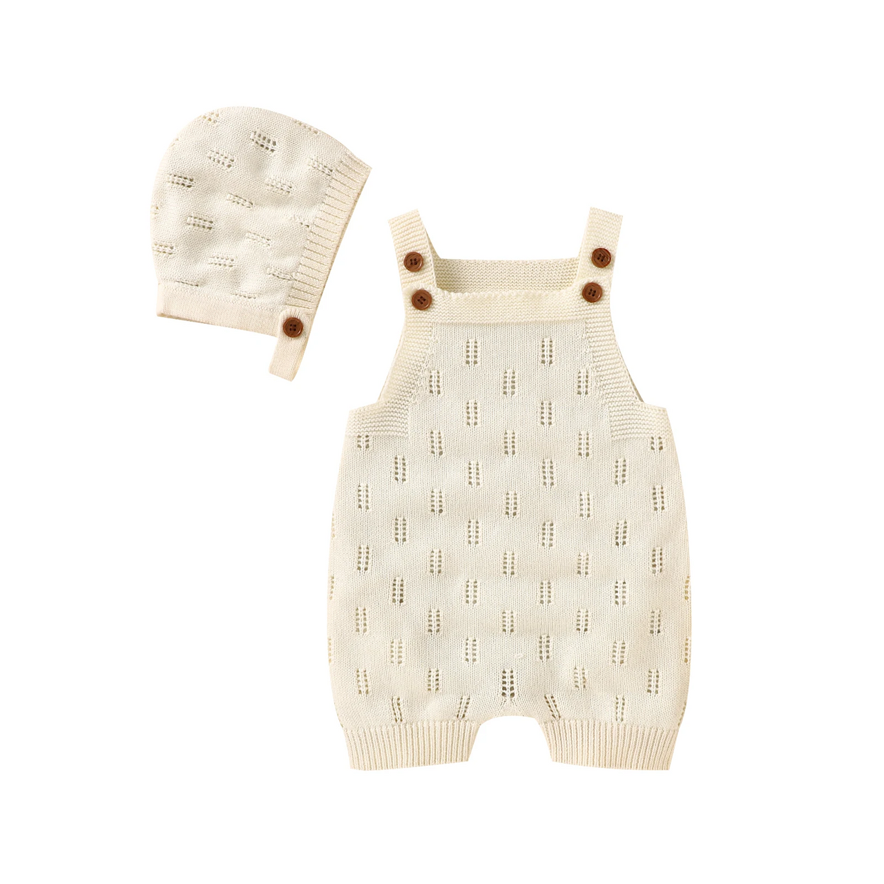 MiniCozy – Soft & Comfortable – Knitted Baby Overalls with a Little Hat