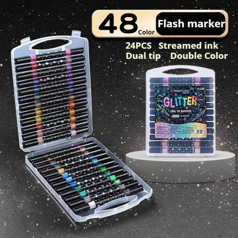 ArtShine – Colorful & Sparkling – Double-Sided Glitter & Glow-in-the-Dark Marker Set