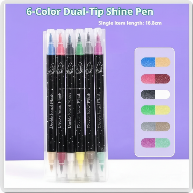ArtShine – Colorful & Sparkling – Double-Sided Glitter & Glow-in-the-Dark Marker Set