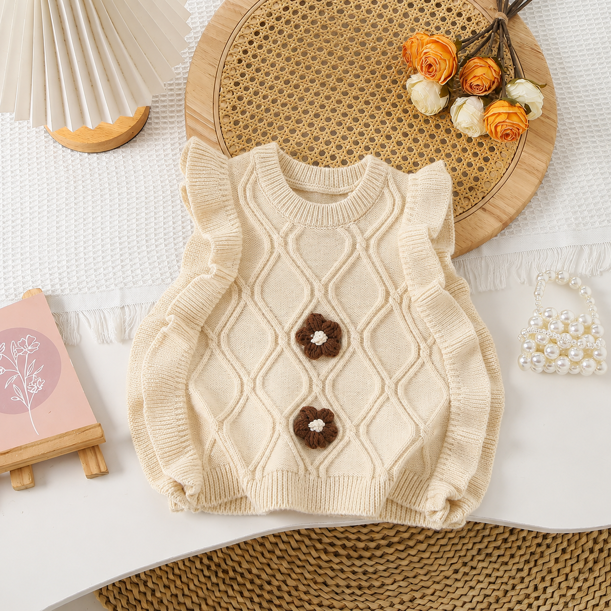 LittlePetal – Cute & Comfortable – Sleeveless Girls' Cardigan with Flowers