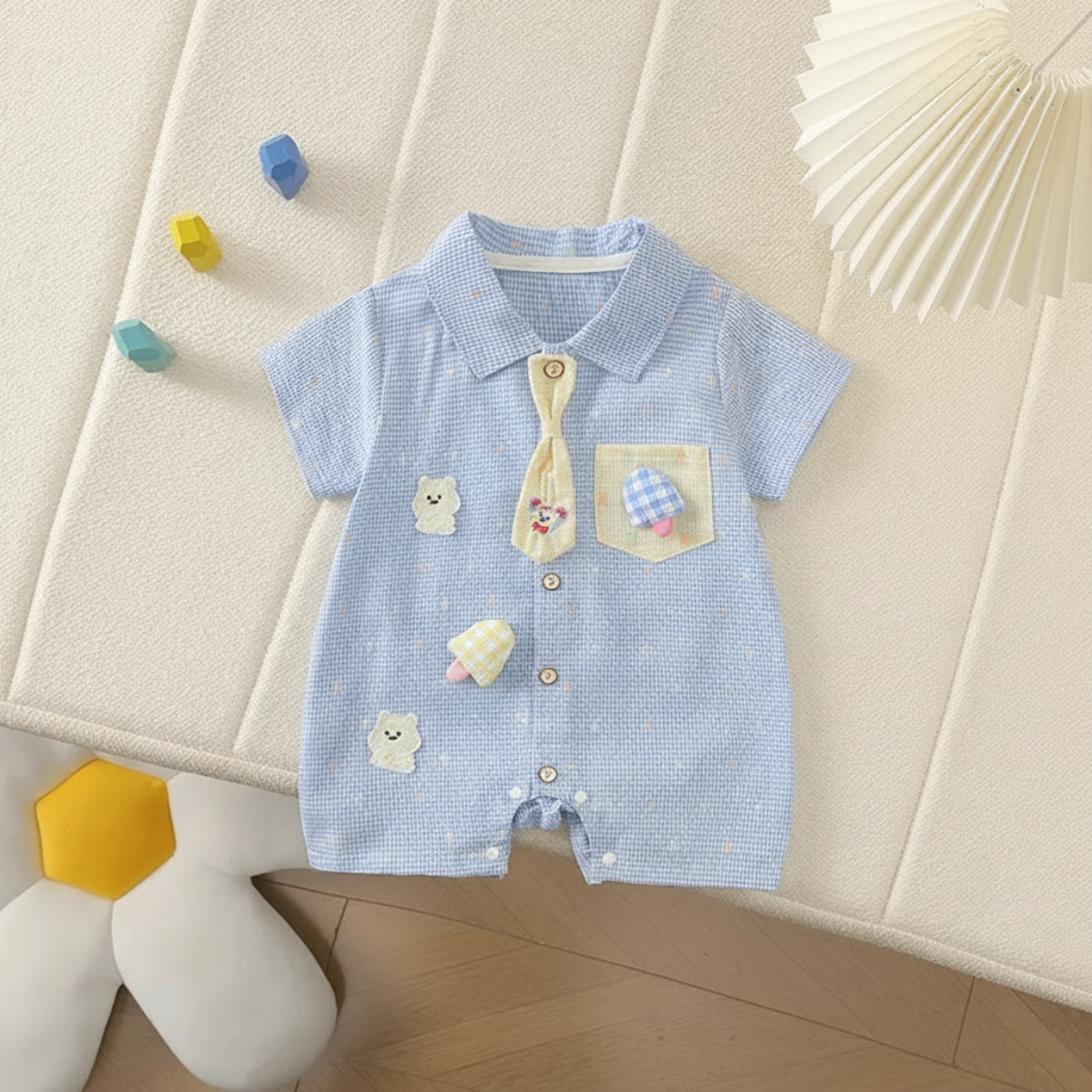 KiddoStyle – Cute & Soft – Kids' Jumpsuit with Bow Tie and Patch