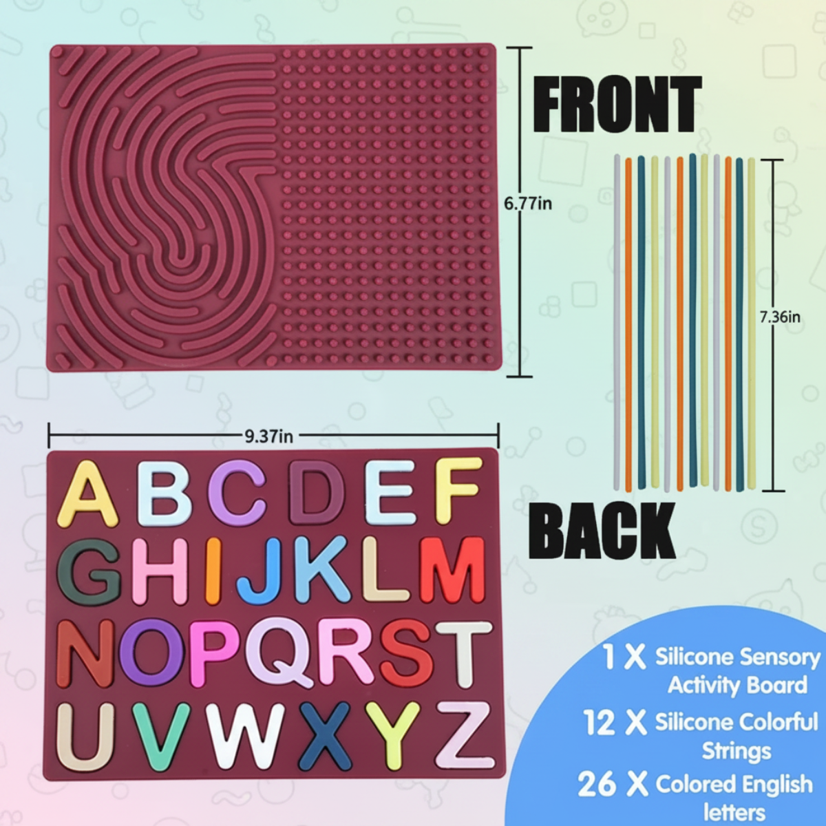 BrainyKids – Educational & Sensory – Silicone Activity Board with Letters