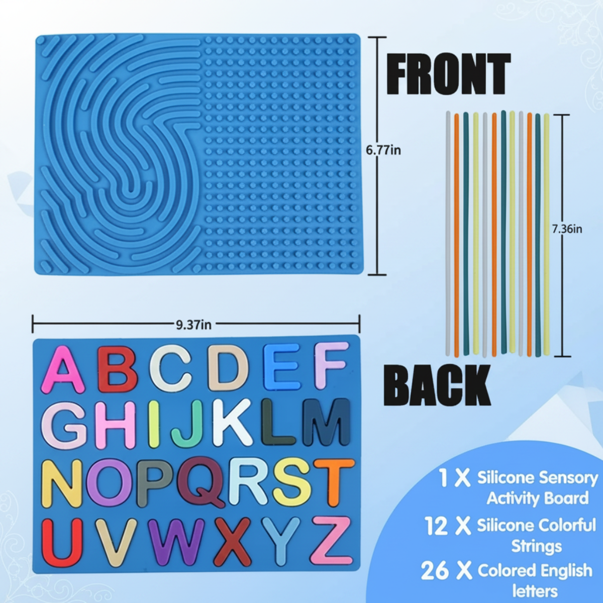 BrainyKids – Educational & Sensory – Silicone Activity Board with Letters