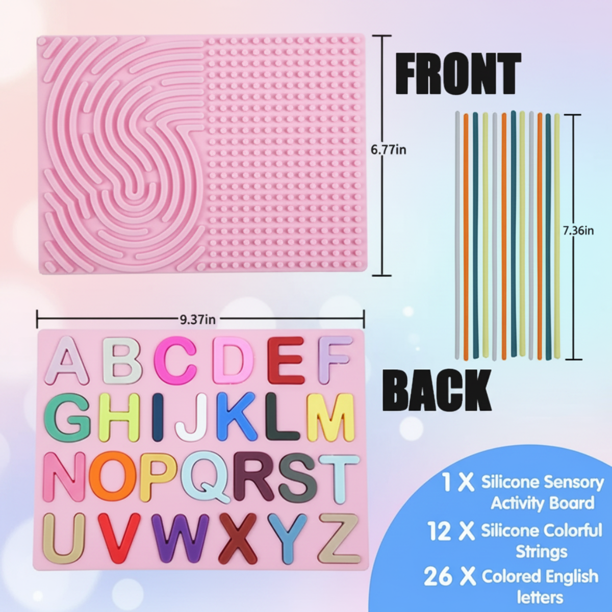 BrainyKids – Educational & Sensory – Silicone Activity Board with Letters