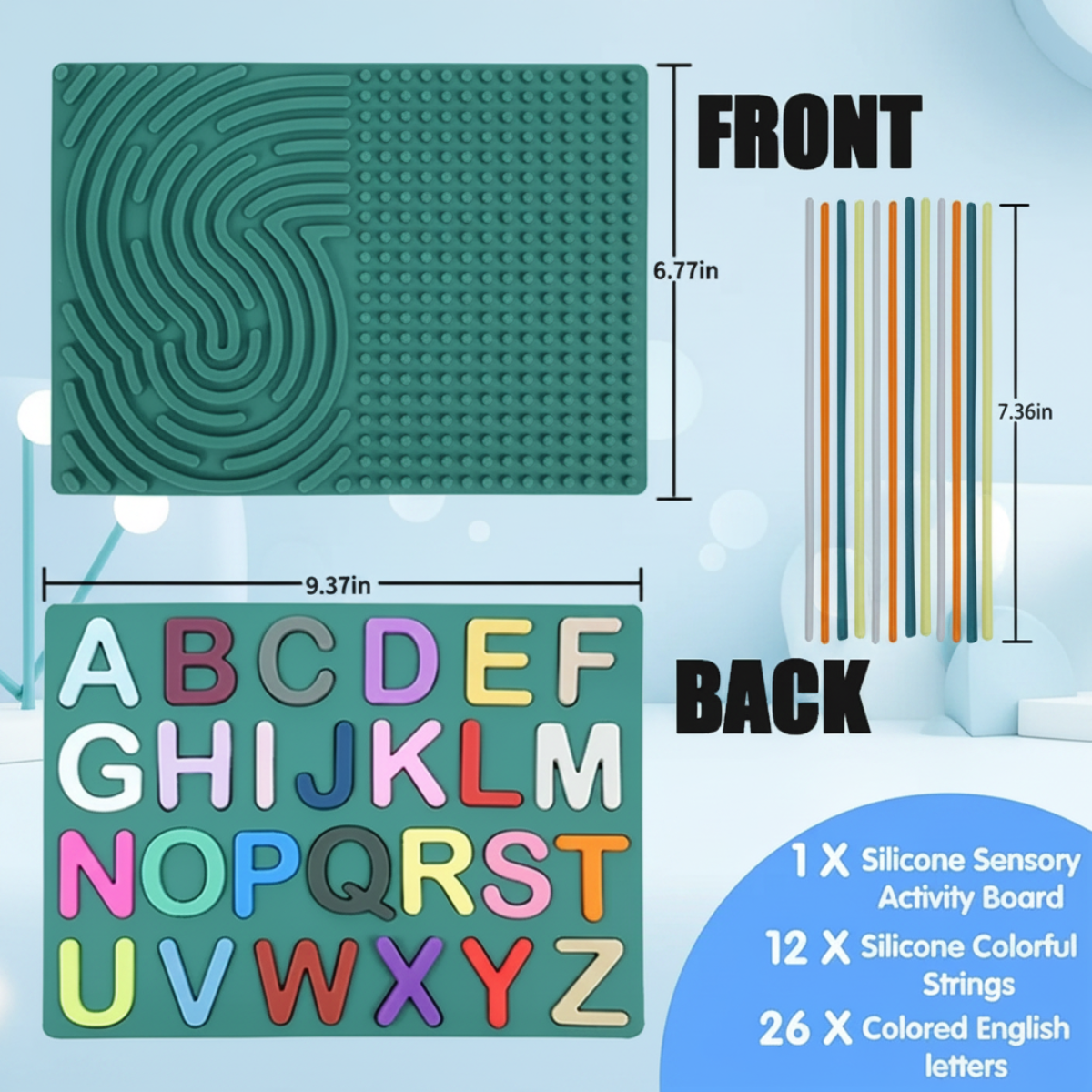 BrainyKids – Educational & Sensory – Silicone Activity Board with Letters