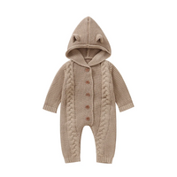 Thumbnail for SoftKnit – Warm & Cute – Knitted Baby Jumpsuit with Hood