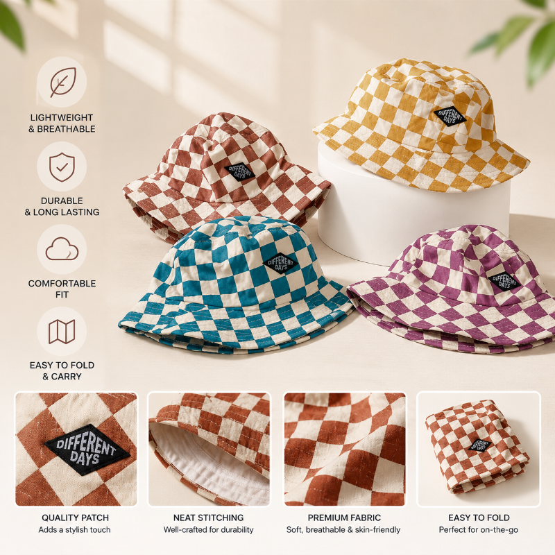 Bucket Hat – Cute & Protective – Children's Checkered Hat