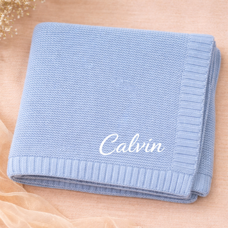 Personalized Baby Blanket – Soft & Unique – Personalized Embroidered Cotton Blanket