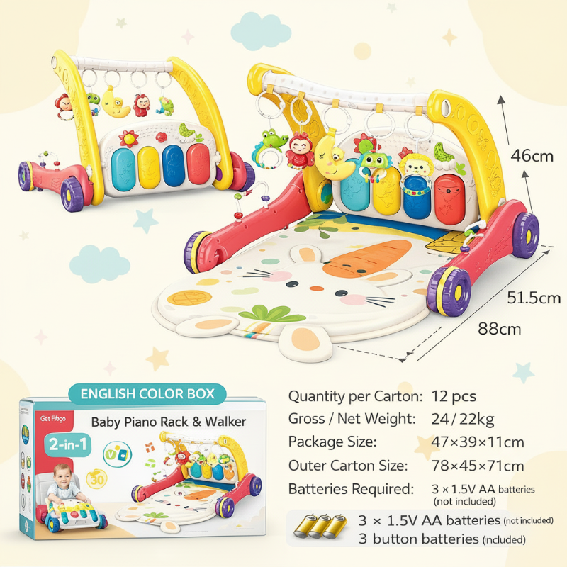 Step & Play – Interactive & Safe – 3-in-1 Walker & Baby Gym