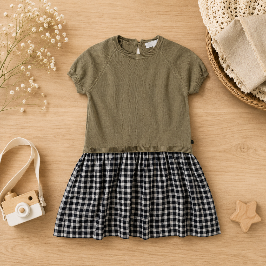 Plaid Patchwork Dress – Trendy & Lightweight – Checkered Dress