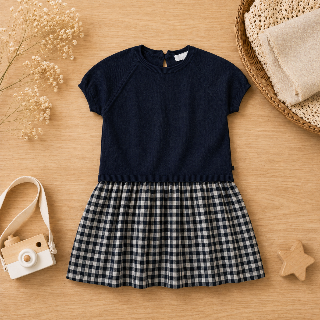 Plaid Patchwork Dress – Trendy & Lightweight – Checkered Dress