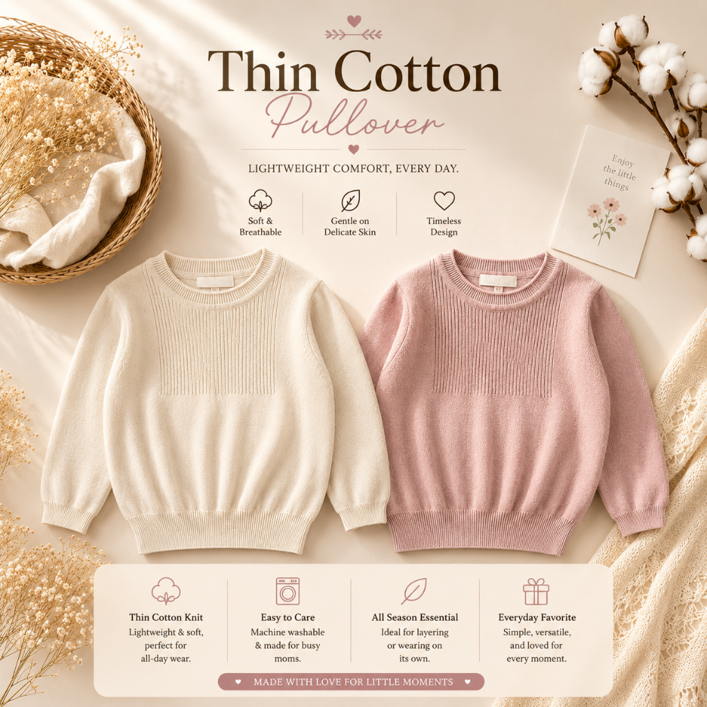 Thin Cotton Pullover – Light & Comfort – Knitted Children's Sweater