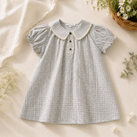 Thumbnail for Check Dress – Soft & breathable – Classic collar with puff sleeves